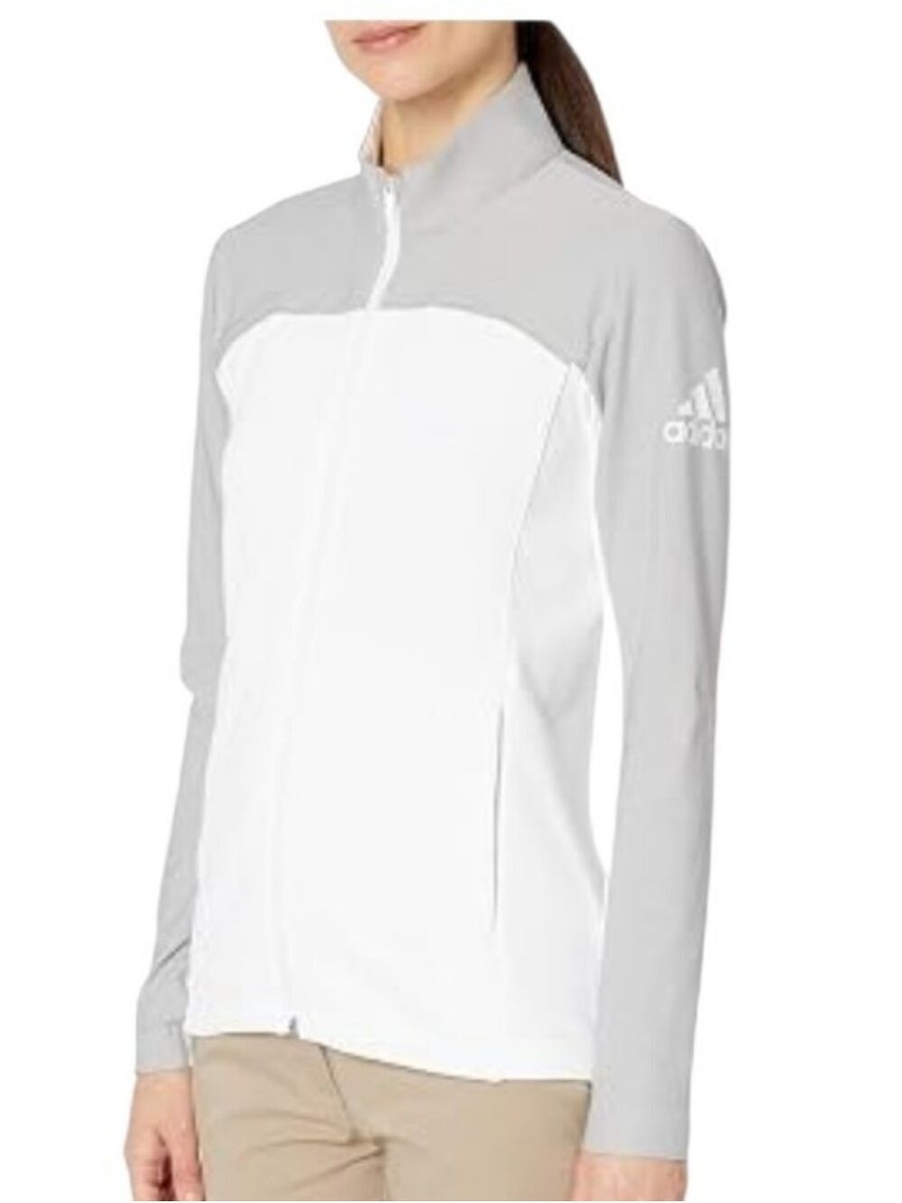 Adidas Women's Go-To Adapt Full Zip Golf Jacket white and gray Size Medium